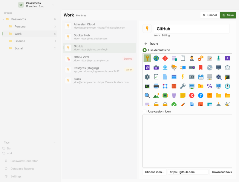 Entry Icons