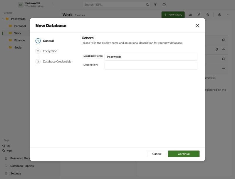 New Database Wizard