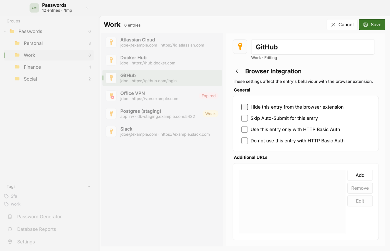 browser entry settings