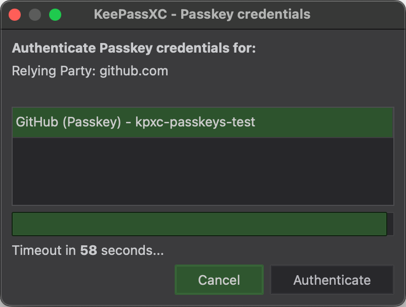 passkeys authentication dialog
