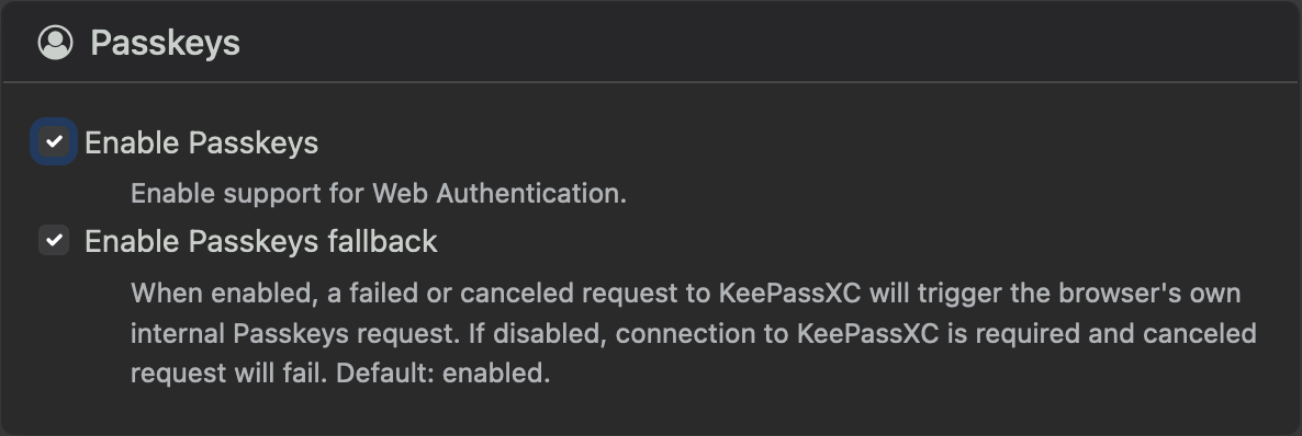 passkeys enable from extension