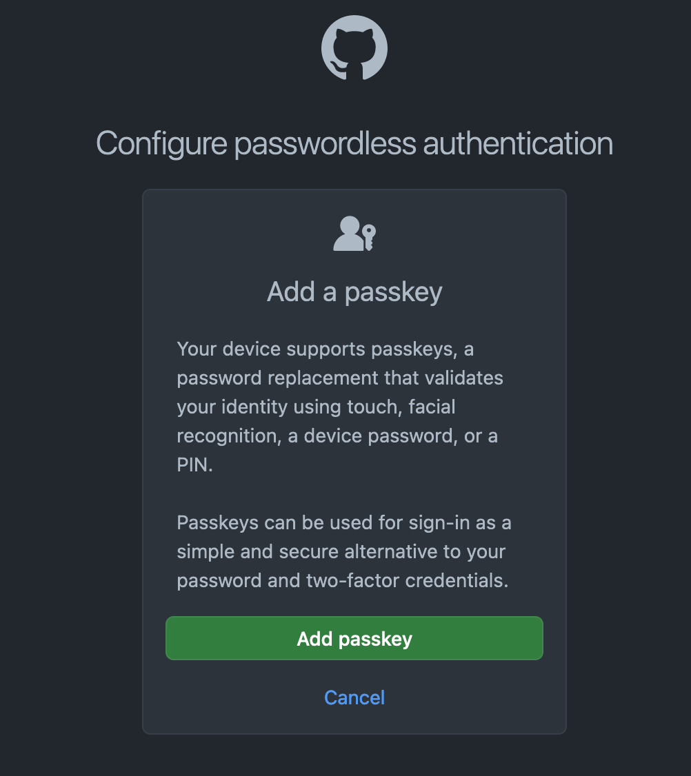 passkeys github 2